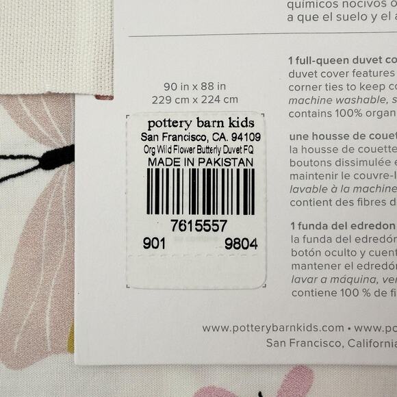 Pottery Barn Kids Wildflower Butterfly Duvet Cover FULL / QUEEN Organic Floral - Picture 6 of 8